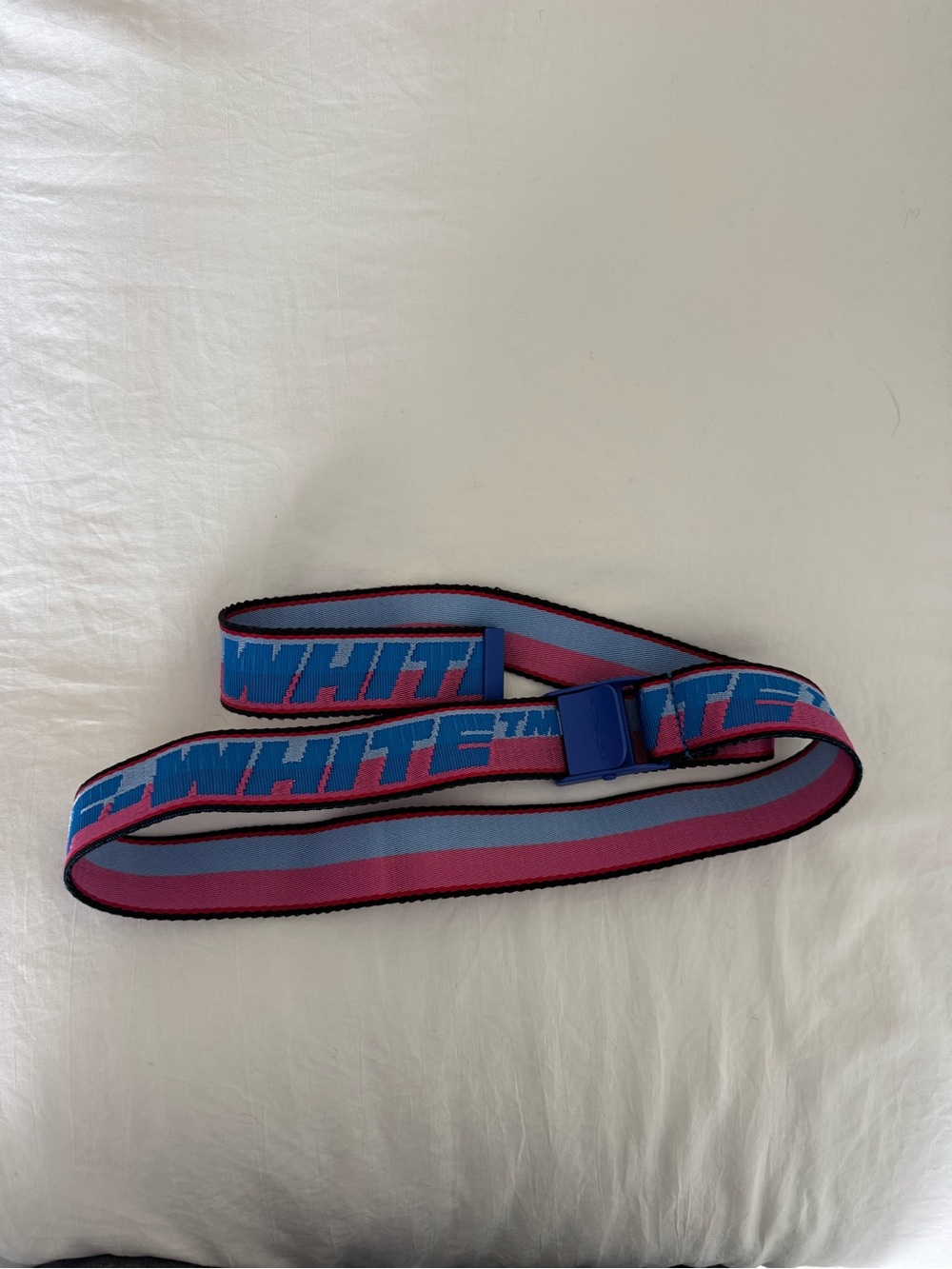 Off-White Pink and Blue Logo Webbing Belt
